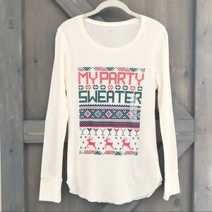 Old Navy Long Sleeve Waffle Kit “My Party Sweater”